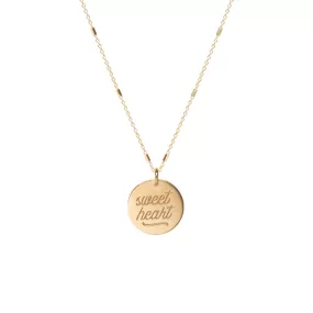 14k Amore Disc Bar and Cable Chain Necklace