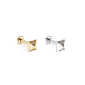 14K Gold Pyramid Stud