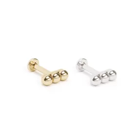 14K Gold Triple Bead Stud