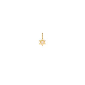 14k Single Midi Bitty Pavé Diamond Star of David Charm