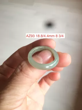 18.8mm size 8 3/4 100% natural type A icy watery dark green/yellow jadeite jade band ring AZ93