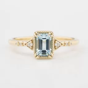 Agatha Ring 0.60ct Emerald Cut Aquamarine, 14k Yellow Gold