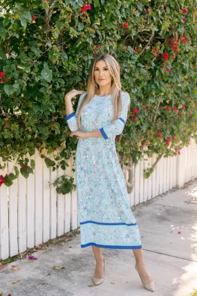 Athena Long Dress Blooms Blue