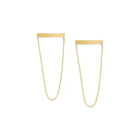 BAR & DROPPED CHAIN EARRINGS 14K