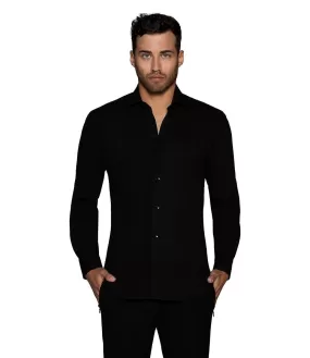 Bertigo Shirt | Nikky-18 Solid Black Twill