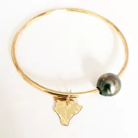 Big Island charm bangle - tahitian pearl (B368)