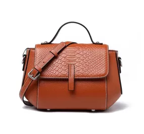 Genuine Leather Crocodile Grain Crossbody Bag