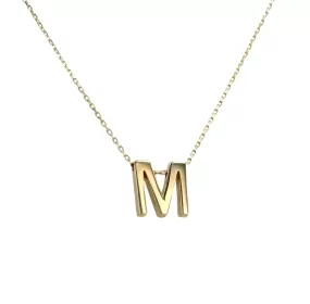 Gold 14k chain M pendant