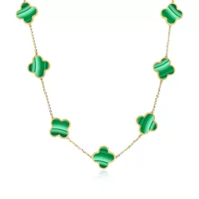 Large Malachite Clover Necklace