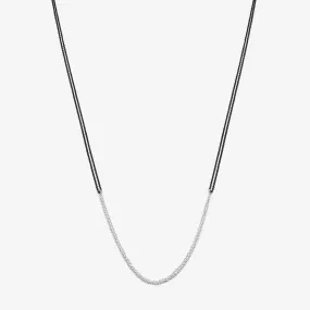 Long Loop Necklace - Black Oxidized Silver & Silver Sterling - 30"