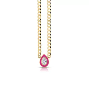 Mixed Shapes Enamel Diamond Pendant Cuban Link Necklace