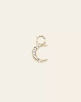 Pave Crescent Earring Charm - 10k Solid Gold