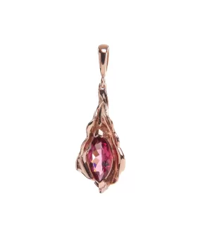 Rose Gold and Rose Tourmaline Leaf Charm