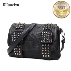 Skull Rivet PU Leather Shoulder Bag: Edgy Glam for Fashionistas!