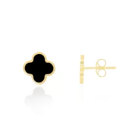 Small Onyx Clover Stud Earrings