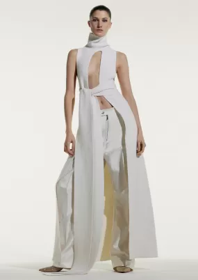 SPLIT FRONT MAXI FUNNELNECK W/ BELT