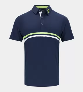 STRIPE PERFORMANCE POLO - NAVY/LIME