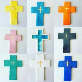 Zante ceramic wall cross with gold detail